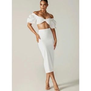Shay Crepe MIDI skirt & Susan Crepe Crop Top (Off White)